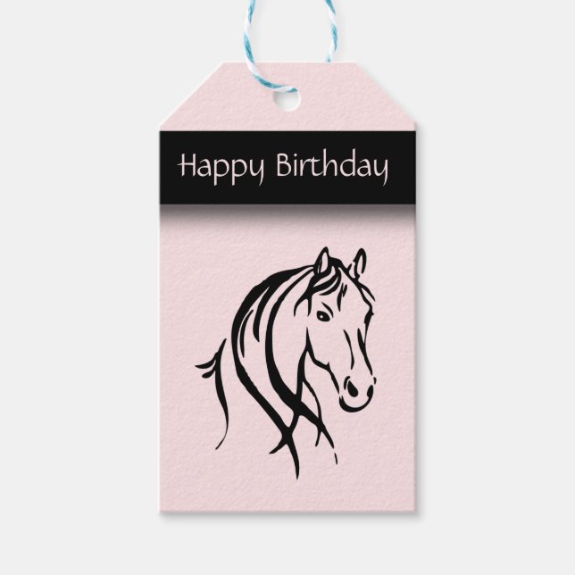 Girls Equine Birthday Geschenkanhänger (Vorderseite)