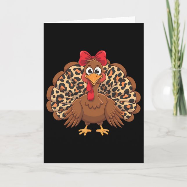 Girls Erntedank Leopard Türkei Herbstfest Karte (Vorderseite)