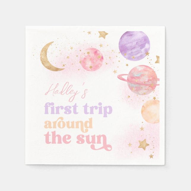 Girls erste Reise um die Sonne Napkins Serviette (Vorderseite)