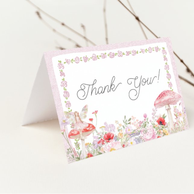Girls Fairy Garden Magic Danke (Girls Fairy Enchanted Garden Birthday Thank You Card)
