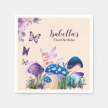 Girls Fairy Purple Mushroom Butterfly Birthday