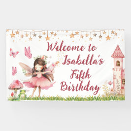 Girls Fairy Tale Castle Frog Mushroom Birthday Banner
