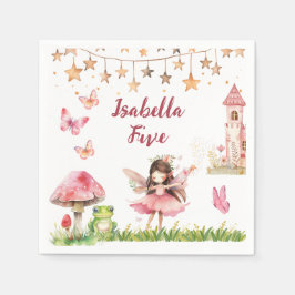 Girls Fairy Tale Castle Frog Mushroom Birthday Serviette