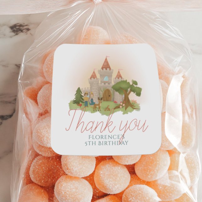 Girls Fairytale Burg Kindergeburtstag Runder Aufkleber (Von Creator hochgeladen)