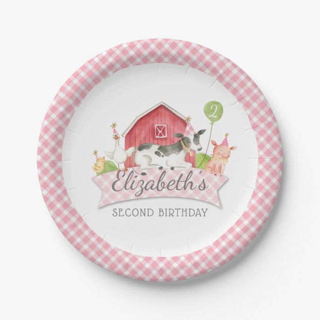 Girls Farm Birthday Party Paper Teller (Vorderseite)