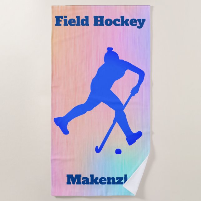 Girls Field Hockey Abstrakt Strandtuch (Vorderseite)