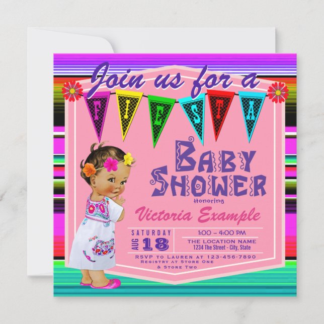 Girls Fiesta Baby Shower Einladungen (Vorderseite)