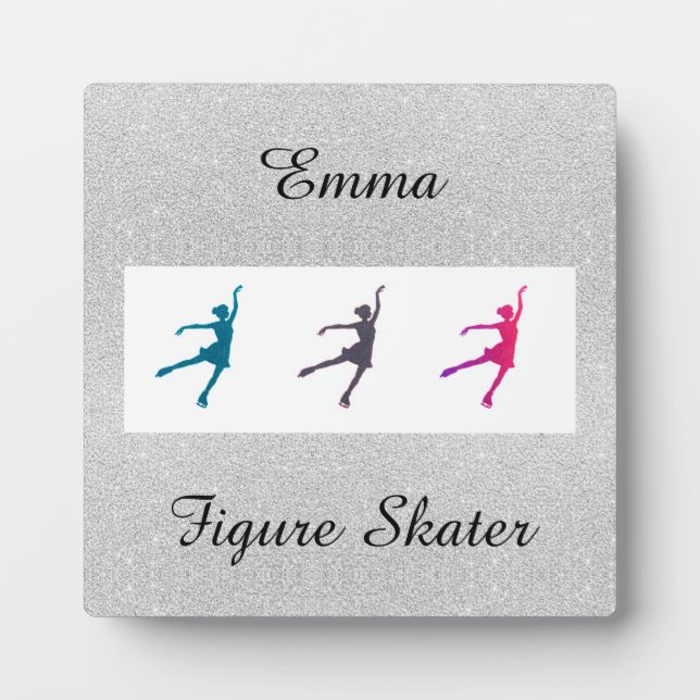 Girl's Figure Skating Tabletop Plaque with Easel Fotoplatte (Vorderseite)