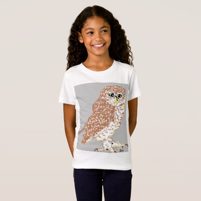 Girls' Fine Jersey T - Shirt Gepunktet Owl (Vorne ganz)