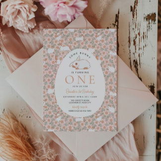 Girls First Birthday Oster Bunny Einladung