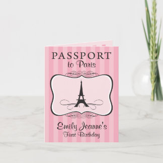 Girls First Birthday Paris Passport Einladung