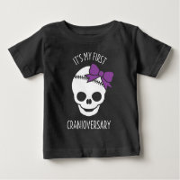 Girls First Cranioversary Skull mit Bow Baby T-Sh