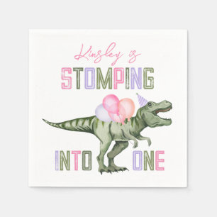 Girl's First Dinosaur Geburtstagspapier Napkins Serviette