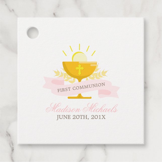 Girls First Heilige Kommunion Personalisiert Geschenkanhänger (Vorderseite)