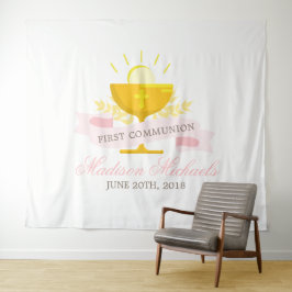 Girls First Heilige Kommunion Personalisiert Wandteppich