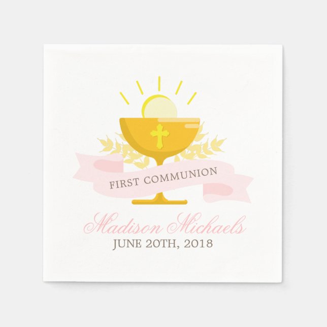 Girls First Heilige Kommunion Serviette (Vorderseite)