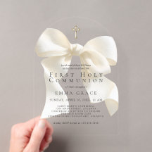 Girl's First Holy Communion Simple Ivory Bow
