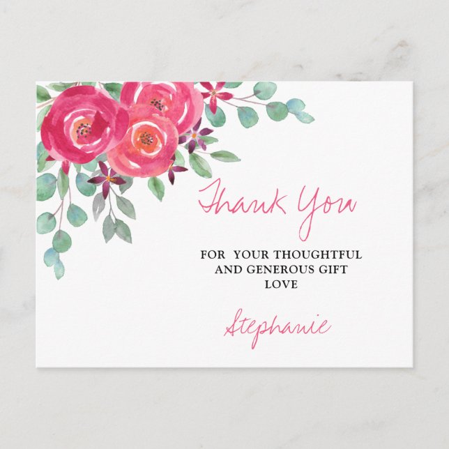 Girl's Floral Baby Shower Danke Postcard Postkarte (Vorderseite)