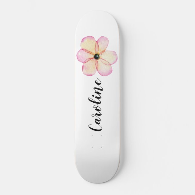 Girls Floral Personalisiert Skateboard (Vorderseite)