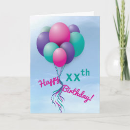 Girls' Fly-Away Balloon Bundle Happy Birthday Karte