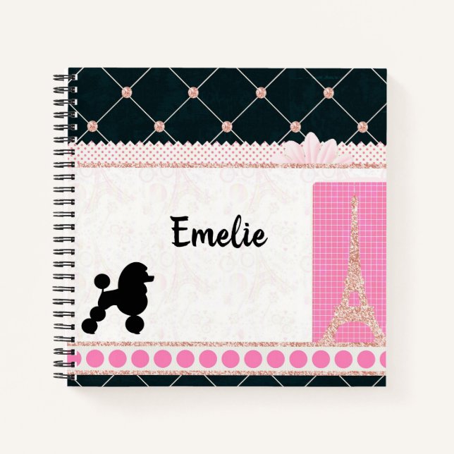 Girl's French Spiral Notebook Notizbuch (Vorderseite)