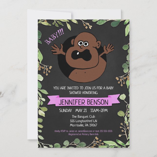 Girls Fun Baby Shower Einladung (Vorderseite)