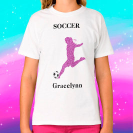 Girls Funkelnd Soccer Player T - Shirt