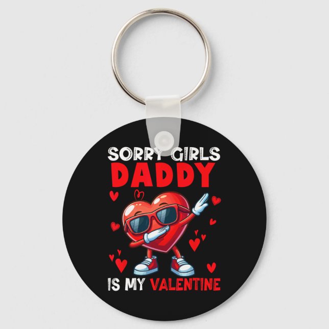 Girls Funny Joke Daddy Is My Valentine Dabbing Hea Schlüsselanhänger (Vorderseite)
