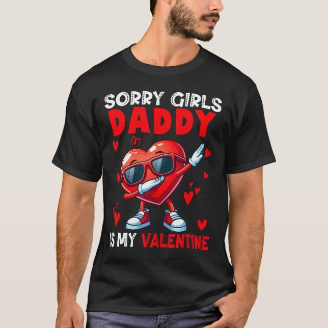 Girls Funny Joke Daddy Is My Valentine Dabbing Hea T-Shirt (Vorderseite)