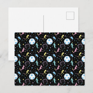 Girls Fußball Silhouetten Sterne und Glitzern Postkarte