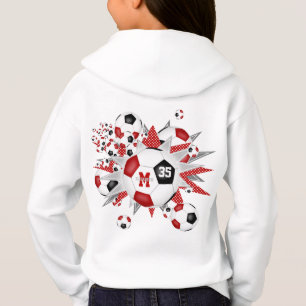Girls Fußbälle Sterne Schwarz mit Monogramm Hoodie