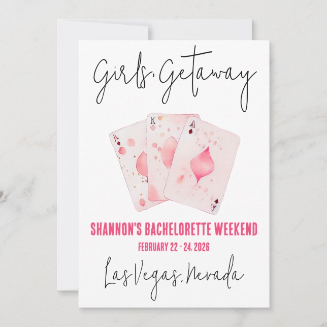 Girls' Getaway, Casino Bachelorette Wochenende Par Einladung (Vorderseite)