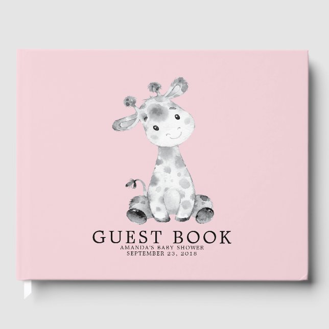 Girls Giraffe Baby Showbook Gästebuch (Vorderseite)