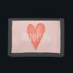Girls Girly & Niedlich Pink Wasserfarbe Kinder im  Trifold Geldbörse<br><div class="desc">Dieses kleine und niedliche Kinderhandtasche ist mit einem farbenfrohen rosa Herz ausgestattet und hat Platz für Sie,  um Ihren Mädchennamen in einer wunderschönen und skurrilen Typografie hinzuzufügen. Die perfekten Kinder zuerst Brieftasche!</div>