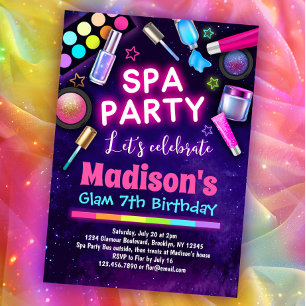Girls Glam Wellness-Center Geburtstagsparty Einladung