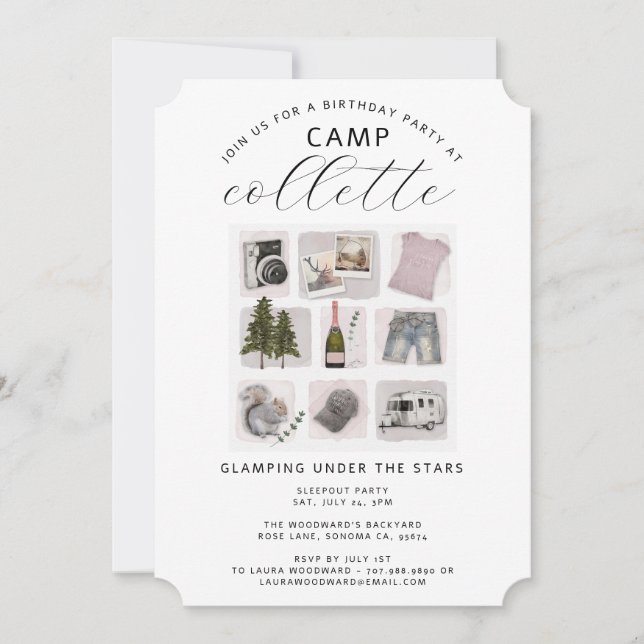 Girls Glamping Party Weekend Einladung (Vorderseite)
