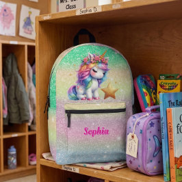 Girls Glitzer Einhorn Zauberstar Bedruckter Rucksack