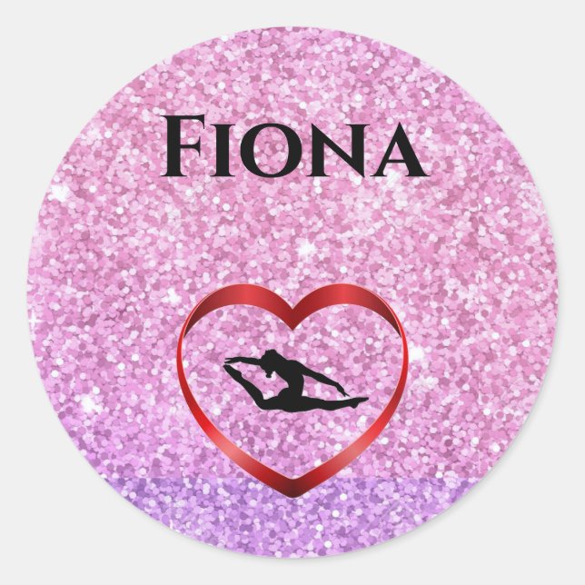 Girls Glitzer Gymnastik Sticker Personalisiert (Vorderseite)