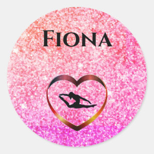 Girls Glitzer Gymnastik Sticker Personalisiert