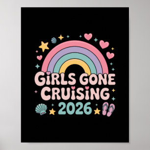 Girls Gone Cruising 2026 Regenbogen-Retro-Kreuzfah Poster