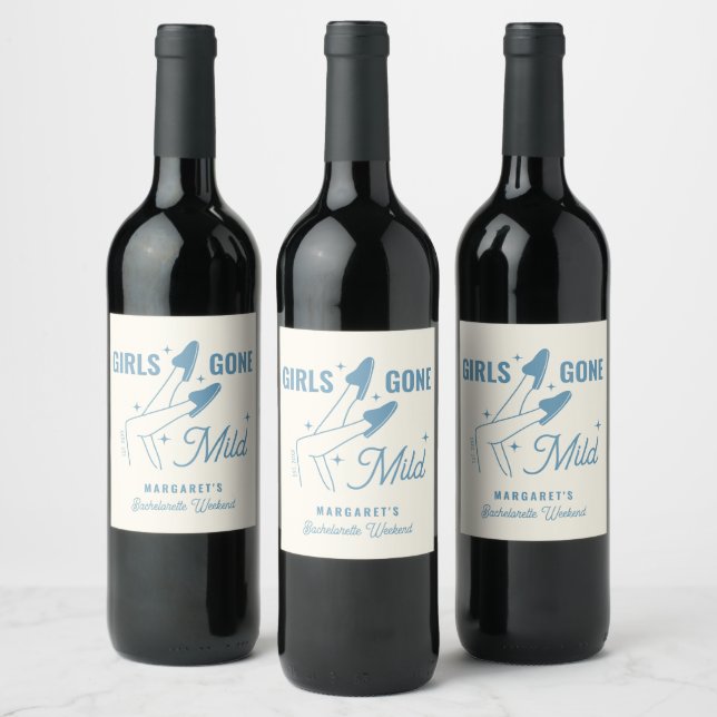 Girls Gone Mild Blue Trendy Wellness-Center Bachel Weinetikett (Flaschen)