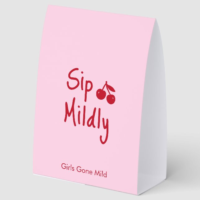 Girls Gone Mild Pink and Cherry Red Bachelorette   Tischaufsteller (Vorderseite)