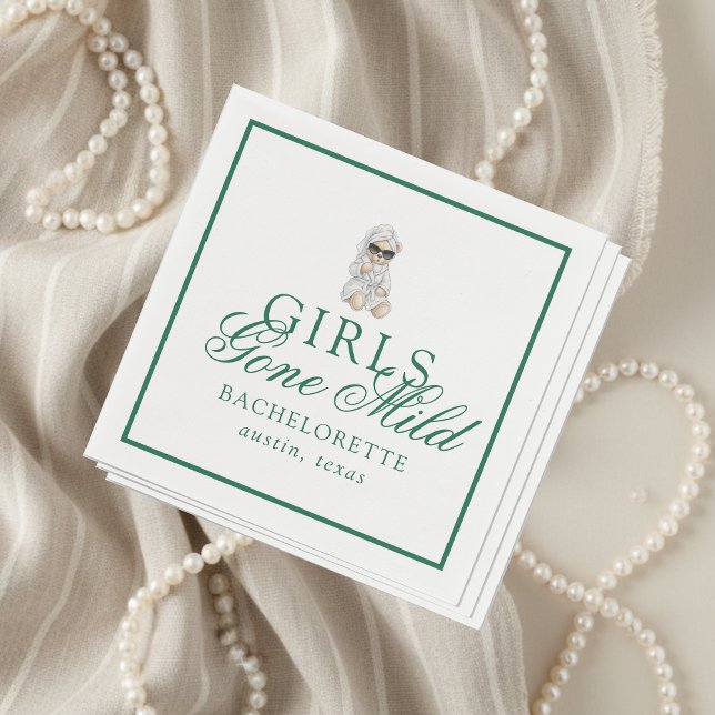 Girls Gone Mild Spa Bear Bachelorette Serviette (Not every bachelorette party needs to be wild—and that’s exactly the vibe Girls Gone Mild!)