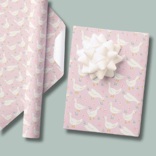Girls Goose Farmyard Tier rosa Geschenkpapier