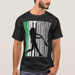 Girls Green Baseball Geburtstag farbenfrohe Vintag T-Shirt