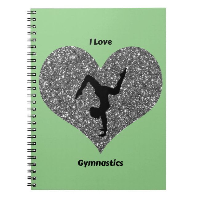 Girls Green I Liebe Gymnastik Spiral Notebook Notizblock (Vorderseite)