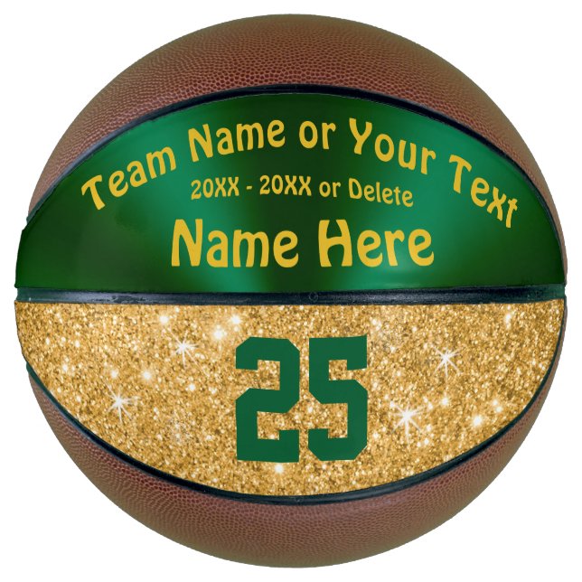 Girls Green und Gold Personalisiert Basketball Bal (Vorderseite)