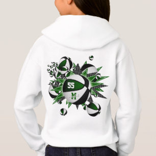 Girl's grünes schwarzes Team färbt Basketball Hoodie
