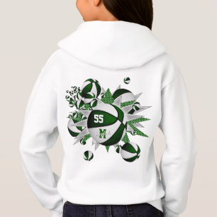 Girl's grünes weißes Team färbt Basketball Hoodie