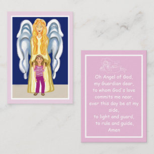 Girl's Guardian Angel Gebetskarte Visitenkarte